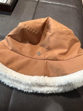 lululemon athletica tan brown hat with metal logo